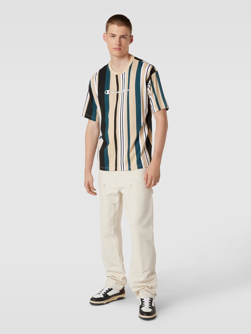T-Shirt mit Streifenmuster in beige