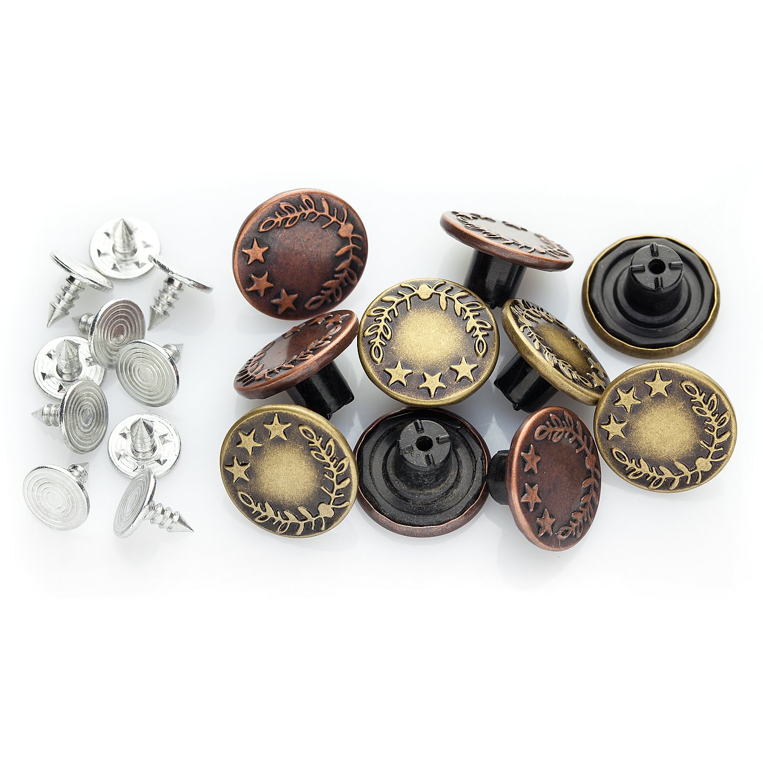 buttinette Jeansknöpfe, altbronze/altkupfer, Größe: 17 mm Ø, Inhalt: 20 Stück