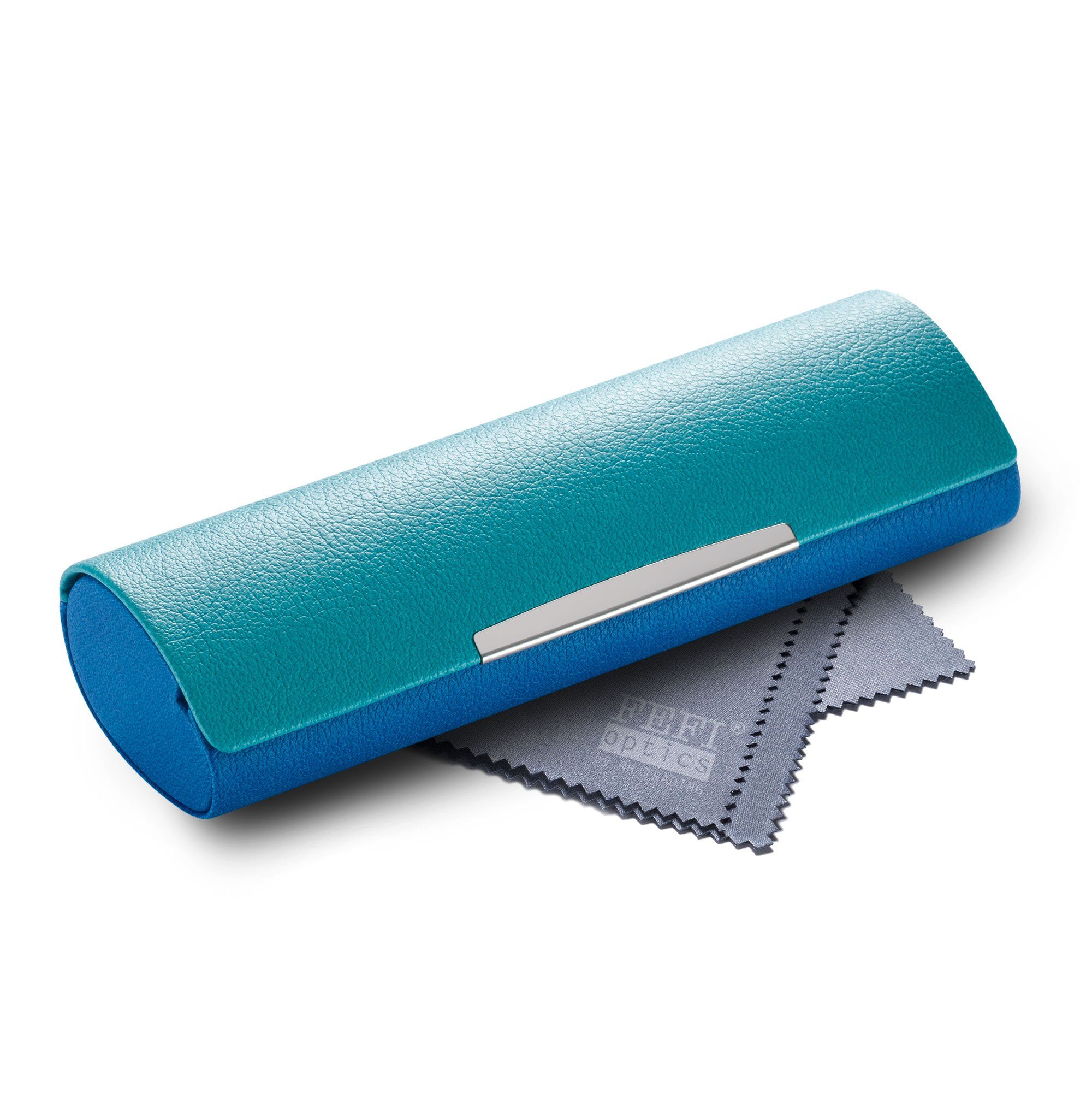 FEFI Brillenetui im 2-Farben Design (Hardcase) mit Chrome-Applikation, inklusive Mikrofasertuch