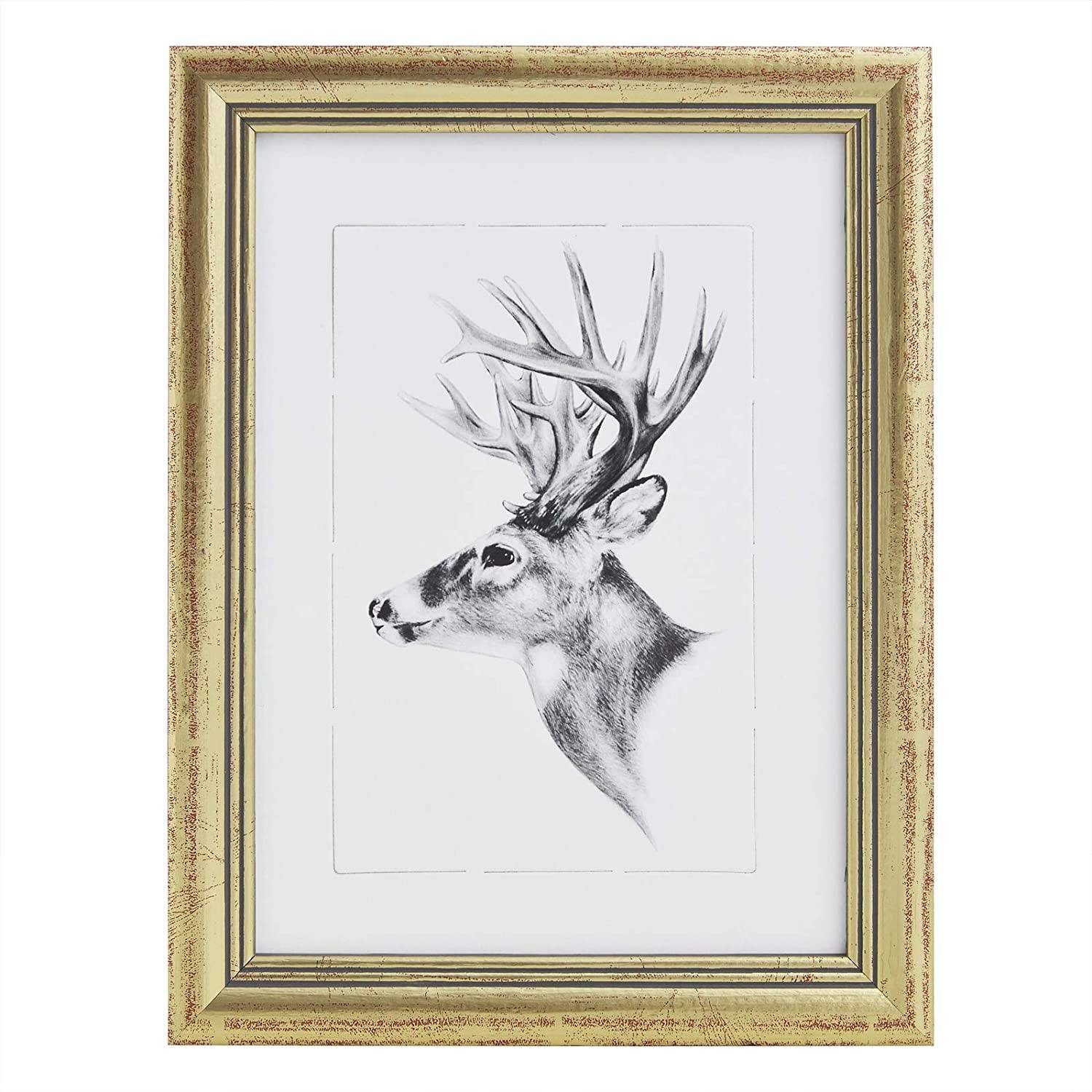 Woltu Bilderrahmen 9408, Fotogalerie, Holz Rahmen, Glasscheibe, Artos Stil Gold