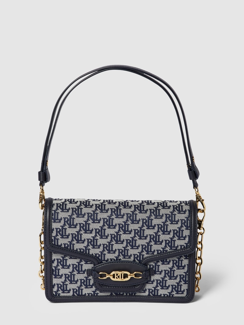 Handtasche mit Label-Print Modell 'SYDNEE' in marineblau