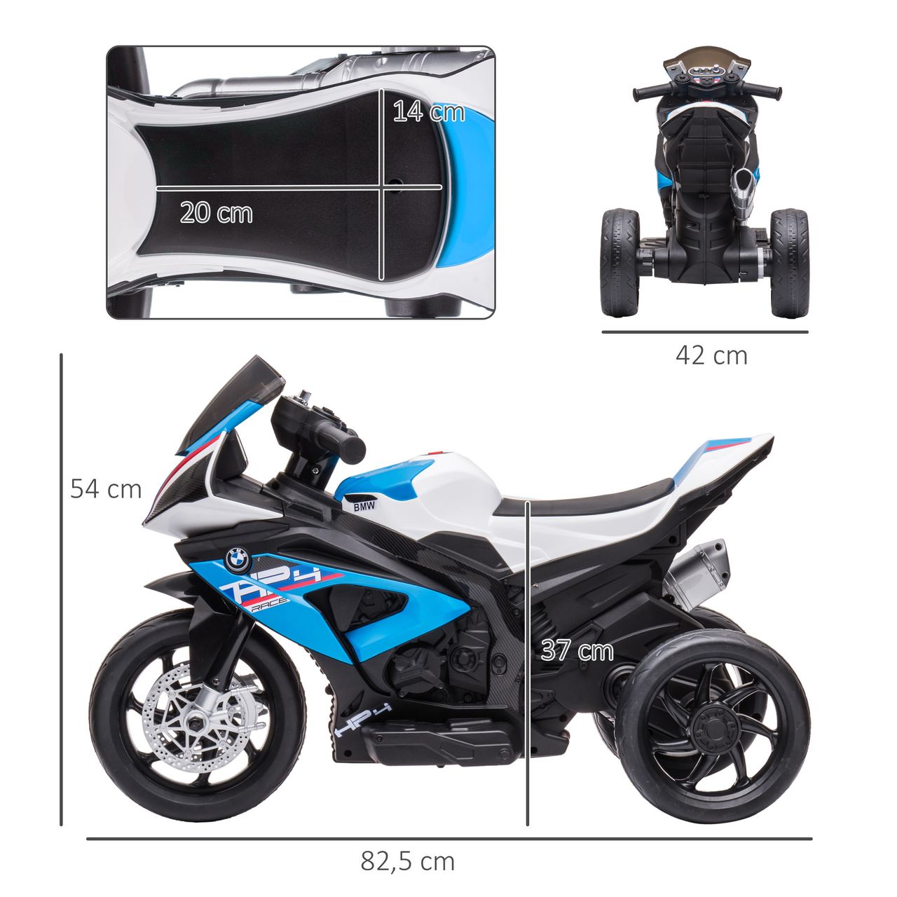 HOMCOM Kinder Elektro-Motorrad Kindermotorrad Elektro-Dreirad ab 18 Monaten Blau