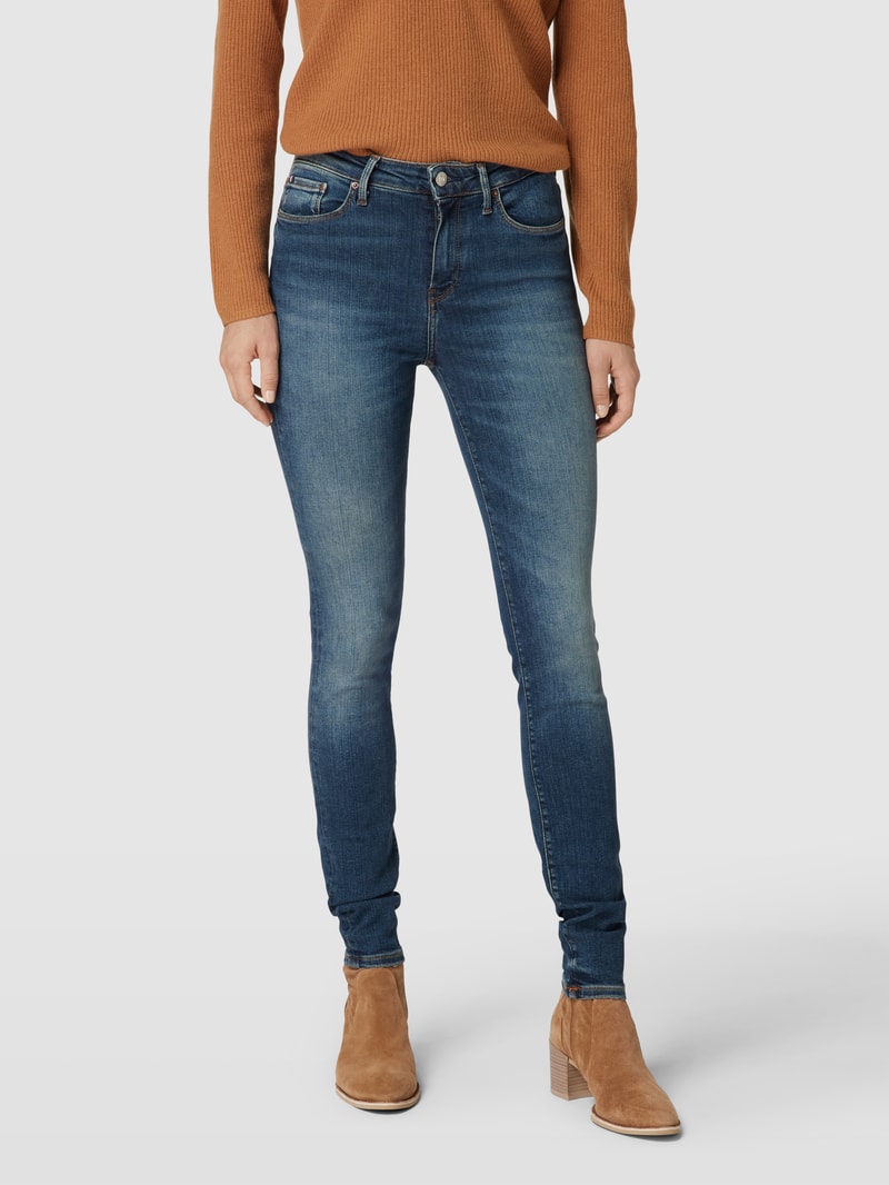 Slim Fit Jeans mit Label-Details Modell 'COMO' in dunkelgrau