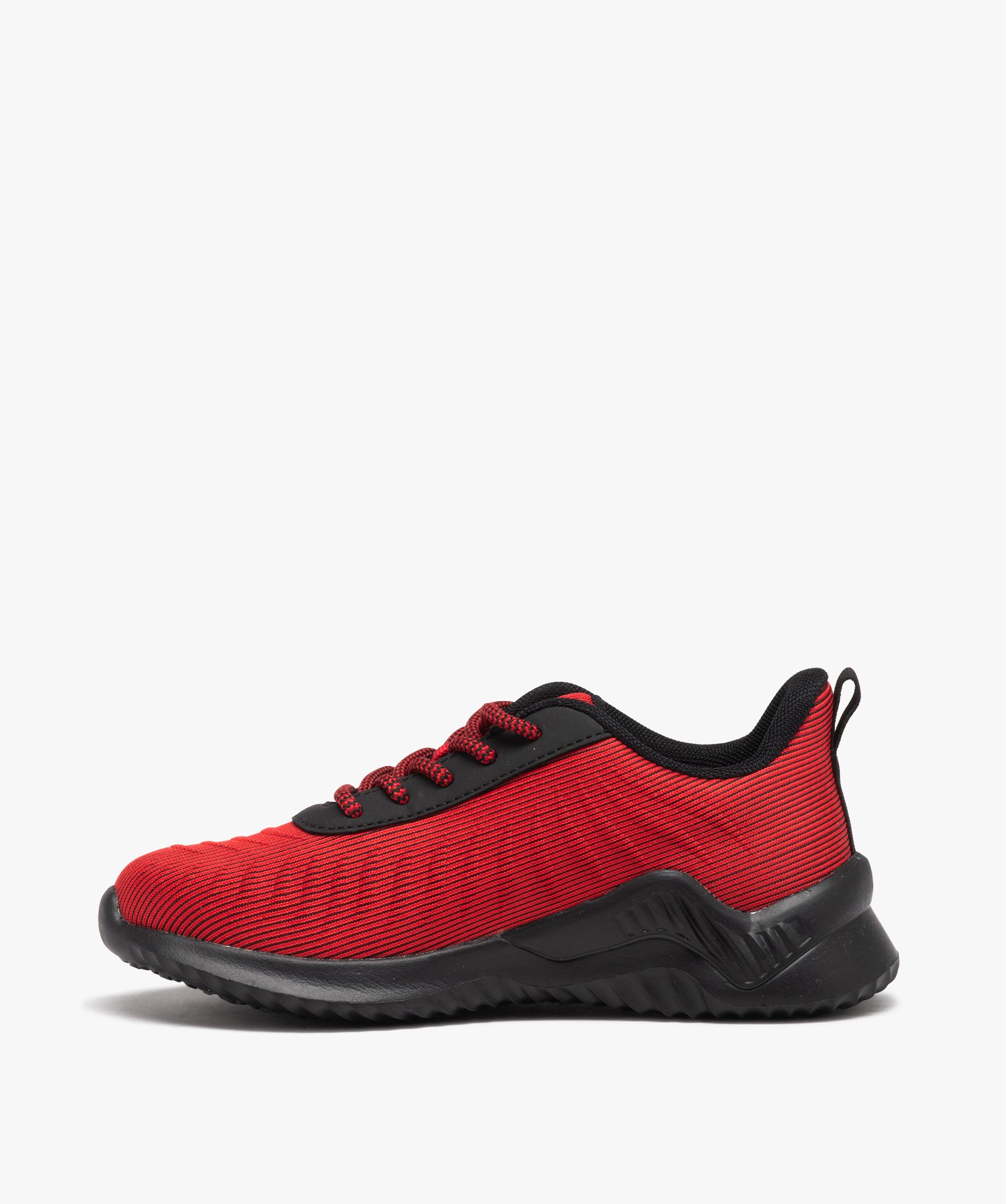 Baskets Garçon unies en mesh avec reliefs rouge | GEMO