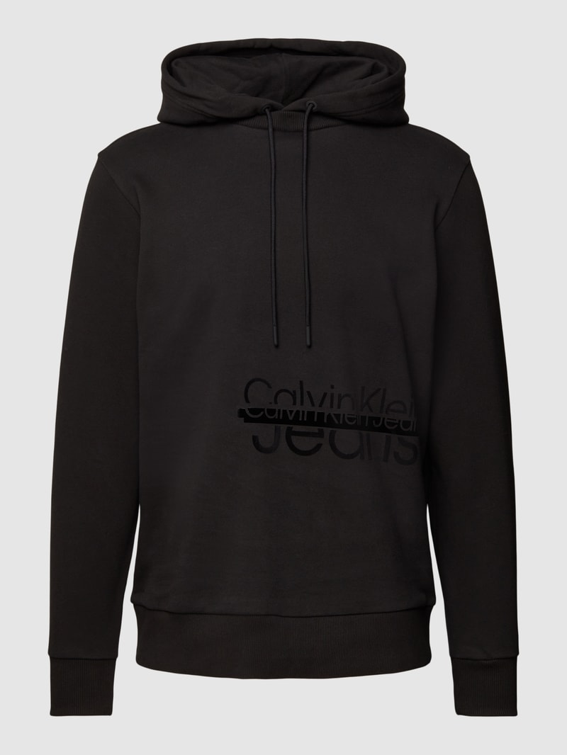 Hoodie mit Label-Print Modell 'DISRUPTED' in schwarz