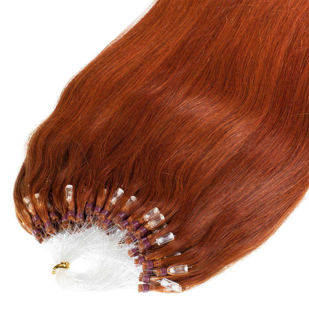 hair2heart Extensions à froid Microring Premium cheveux naturels #130 Rouge cuivré 0.5g extensions