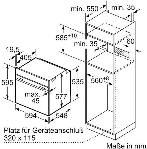 SIEMENS Einbaubackofen HB634GBW1, mit Teleskopauszug nachrüstbar, ecoClean, mit ecoClean