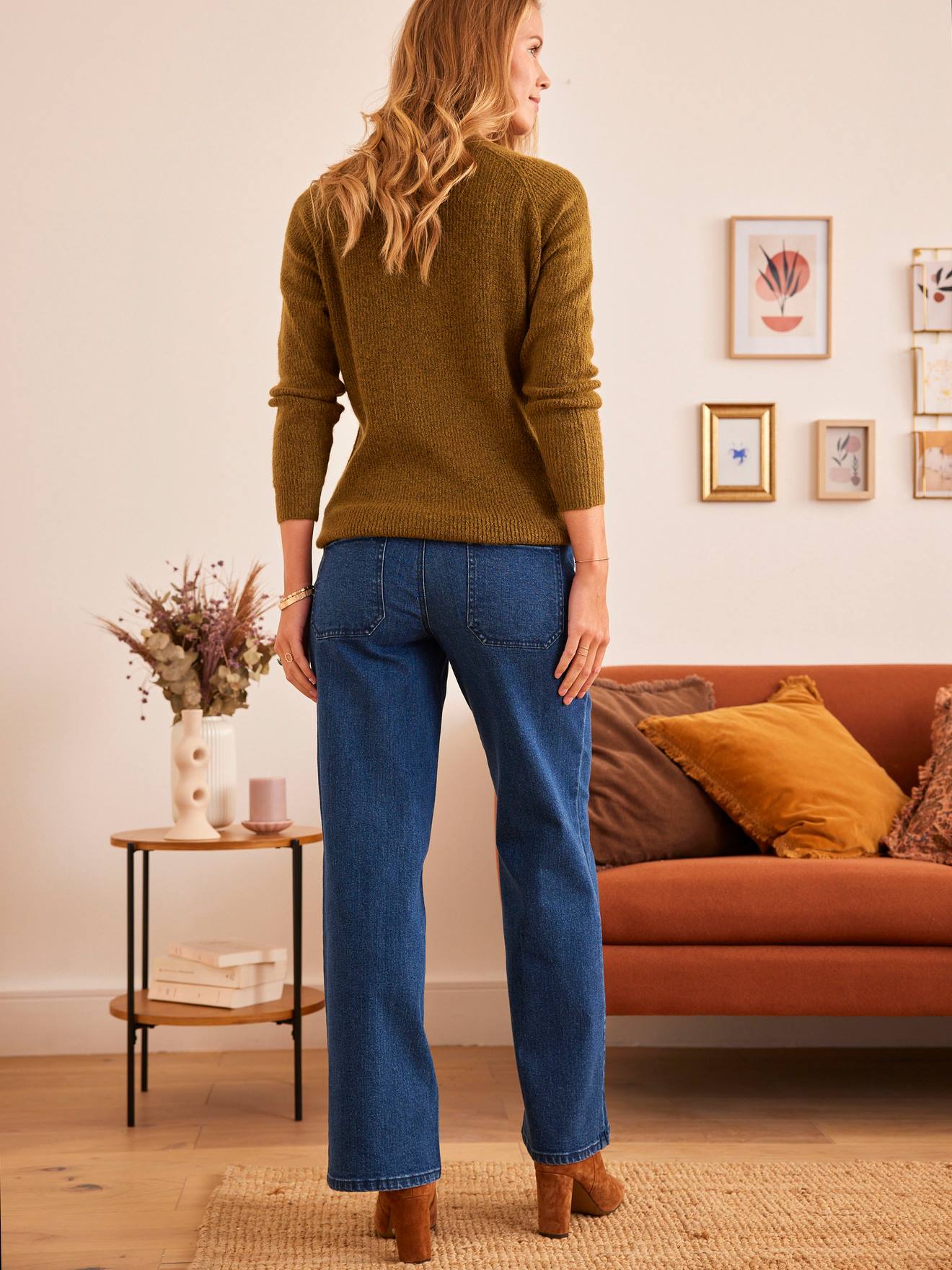Jean Wide Leg de grossesse entrejambe 78 cm bleu denim