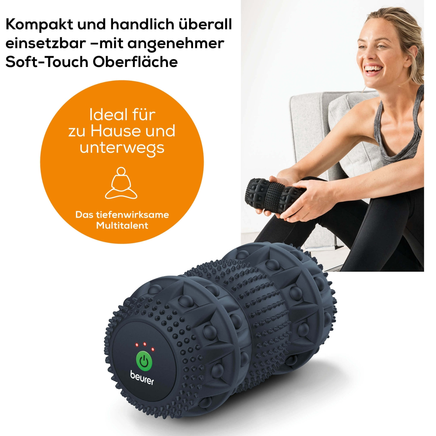 Beurer Massagerolle mit Vibration MG 35 DeepRoll-Massagerolle mit Vibration zur gezielten Triggerpunkt-Massage & Muskelentspannung
