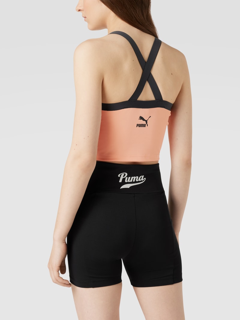 Crop Top mit Label-Applikation in apricot
