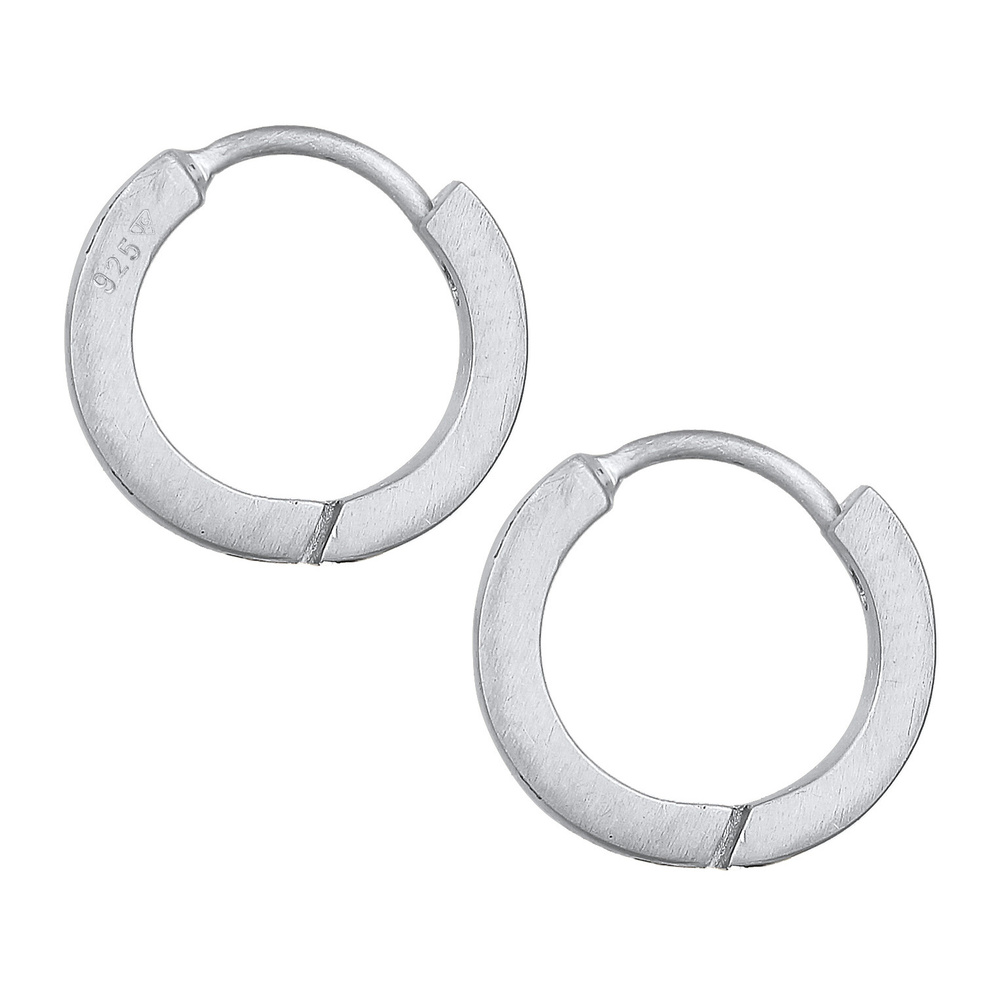 KUZZOI KUZZOI Boucles d'Oreilles Mens Creoles Matt Trend Robust en argent sterling 925 p Boucles d'oreilles