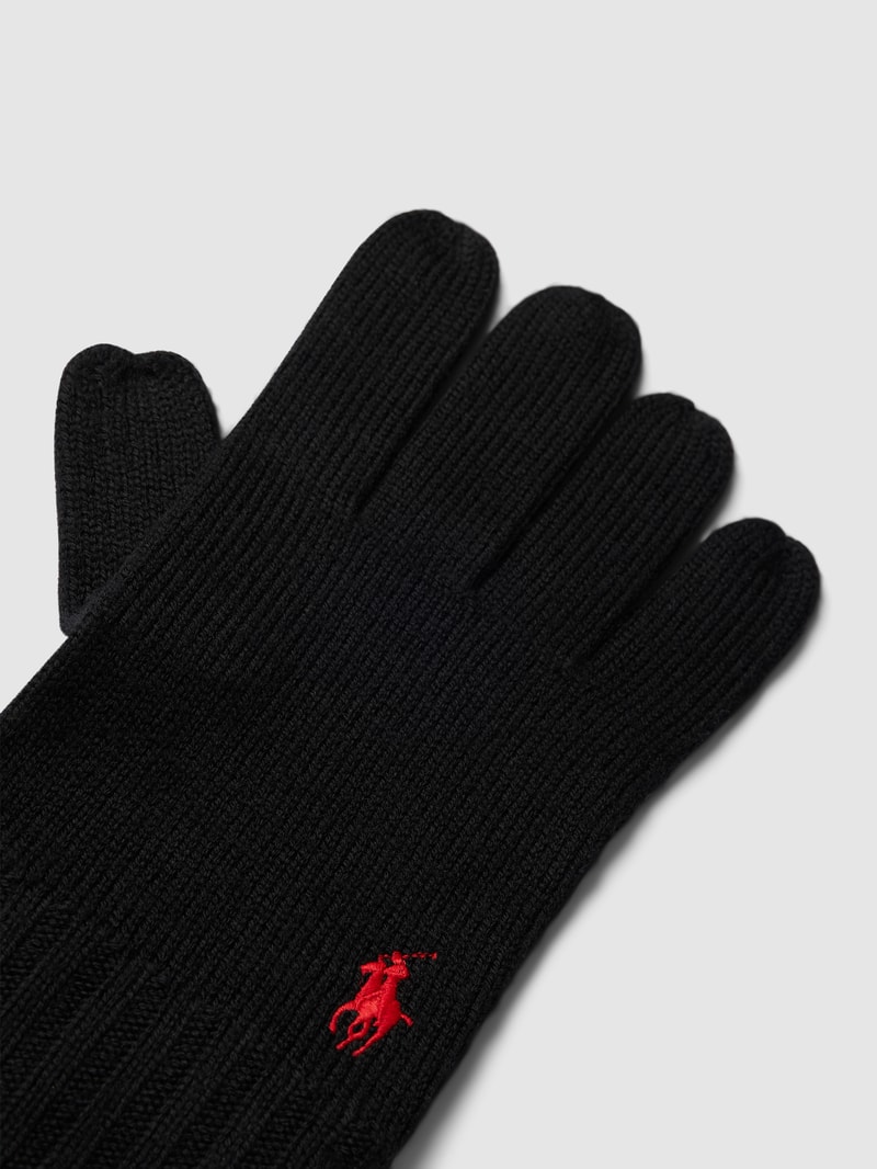 Handschuhe mit gerippten Abschlüssen in schwarz