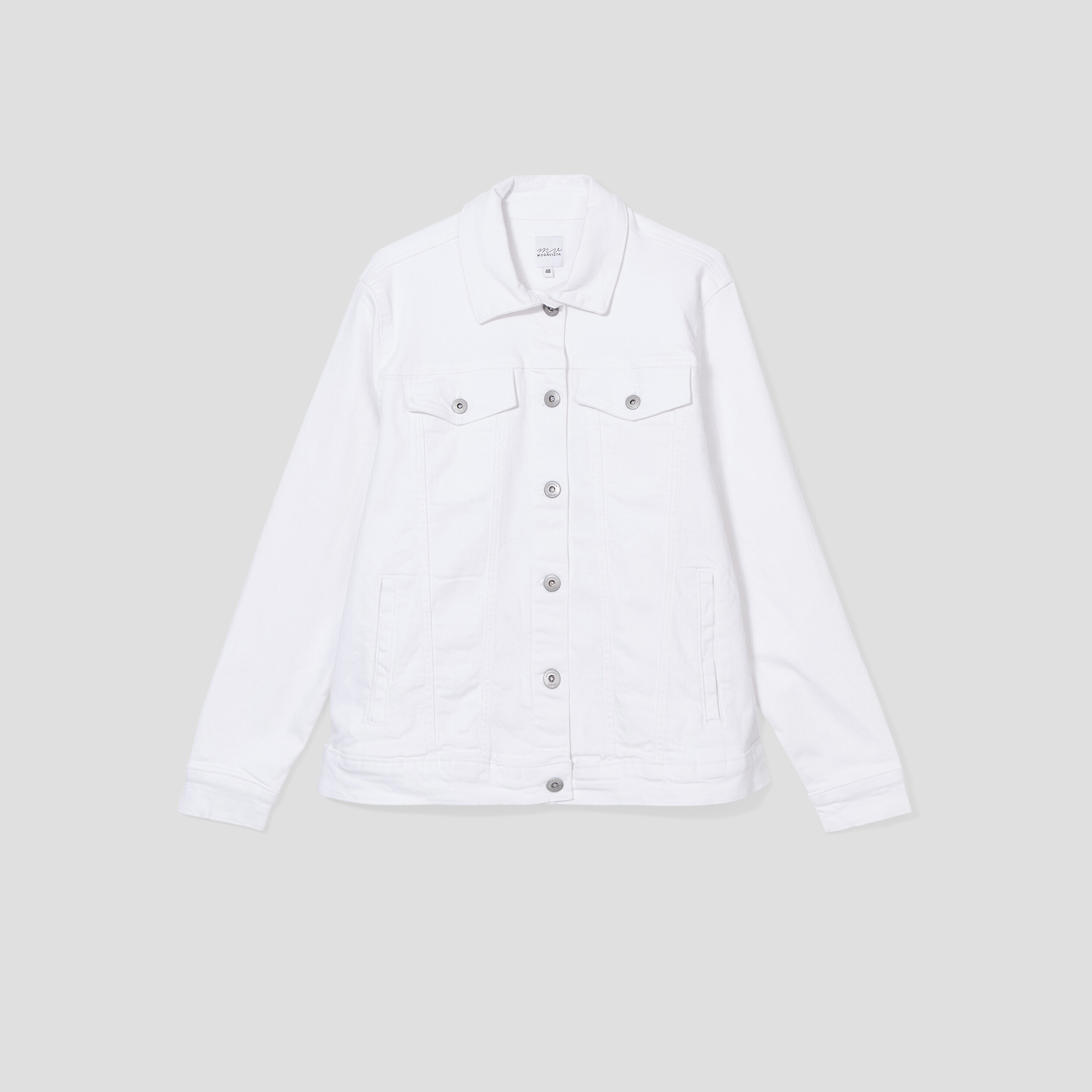 Blouson droit en jean denim blanc femme grande taille | La Halle