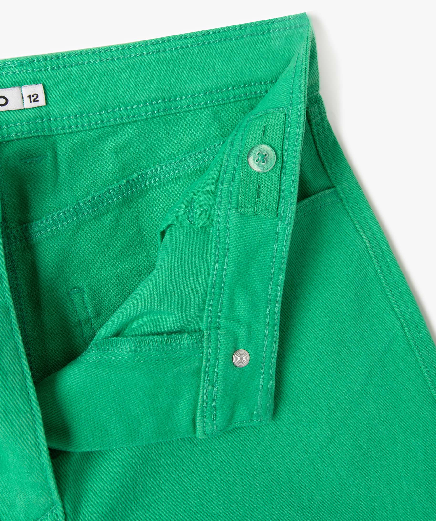 Short fille en toile denim avec revers vert | GEMO