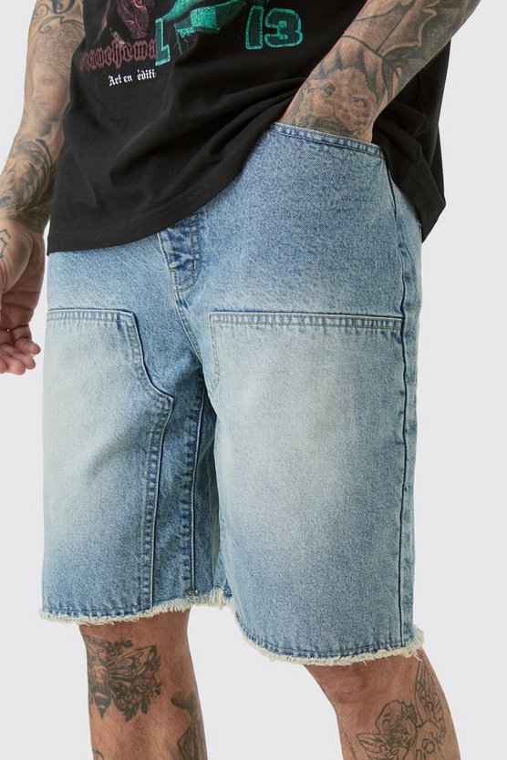 Tall helle Jeansshorts mit rohem Saum