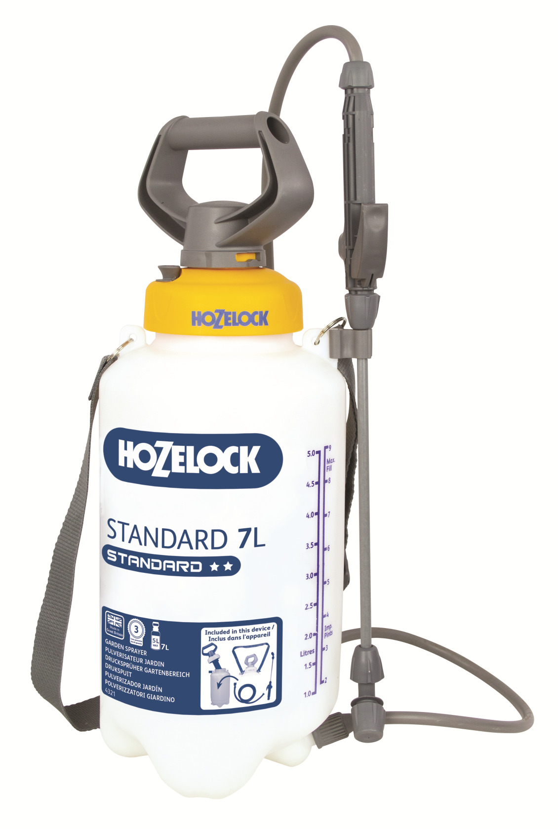 Pulvérisateur à pression Hozelock 100-101-282 T7, capacité 7 l, jusqu'à 210 m²