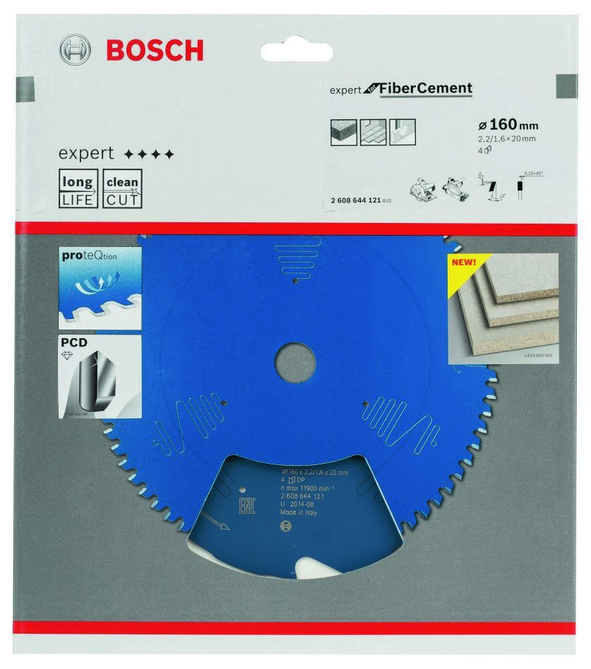 Bosch Blue Accessories 2608644121 Tarcza tarczowa z węglików spiekanych Expert do włóknocementu 160 x 20 x 4T