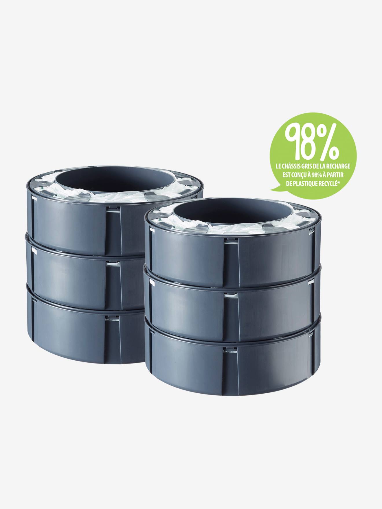 Recharges Simplee x 6 TOMMEE TIPPEE en plastique recyclé gris