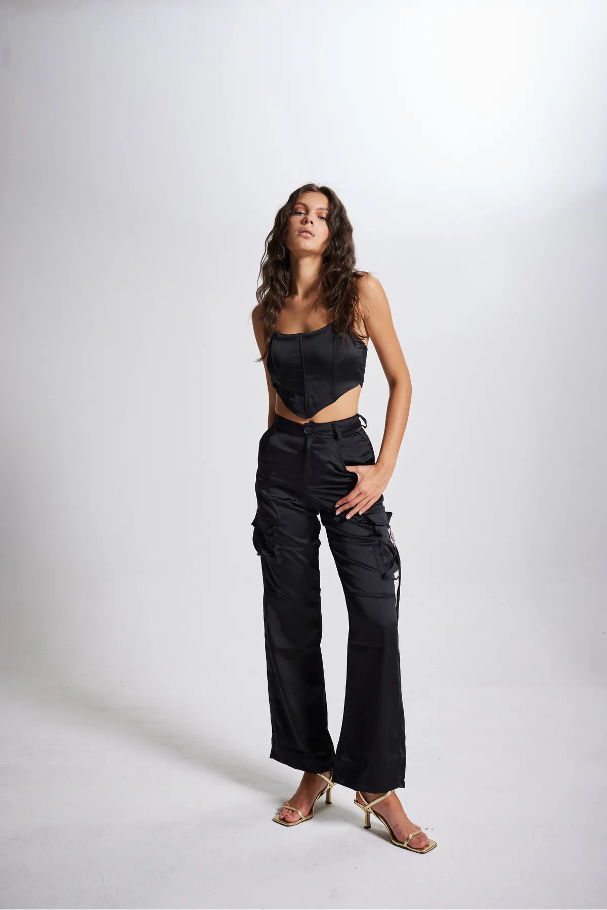 HOLLY LOLLY  Crop Model Underwire Satin Maddy Bustier Schwarz