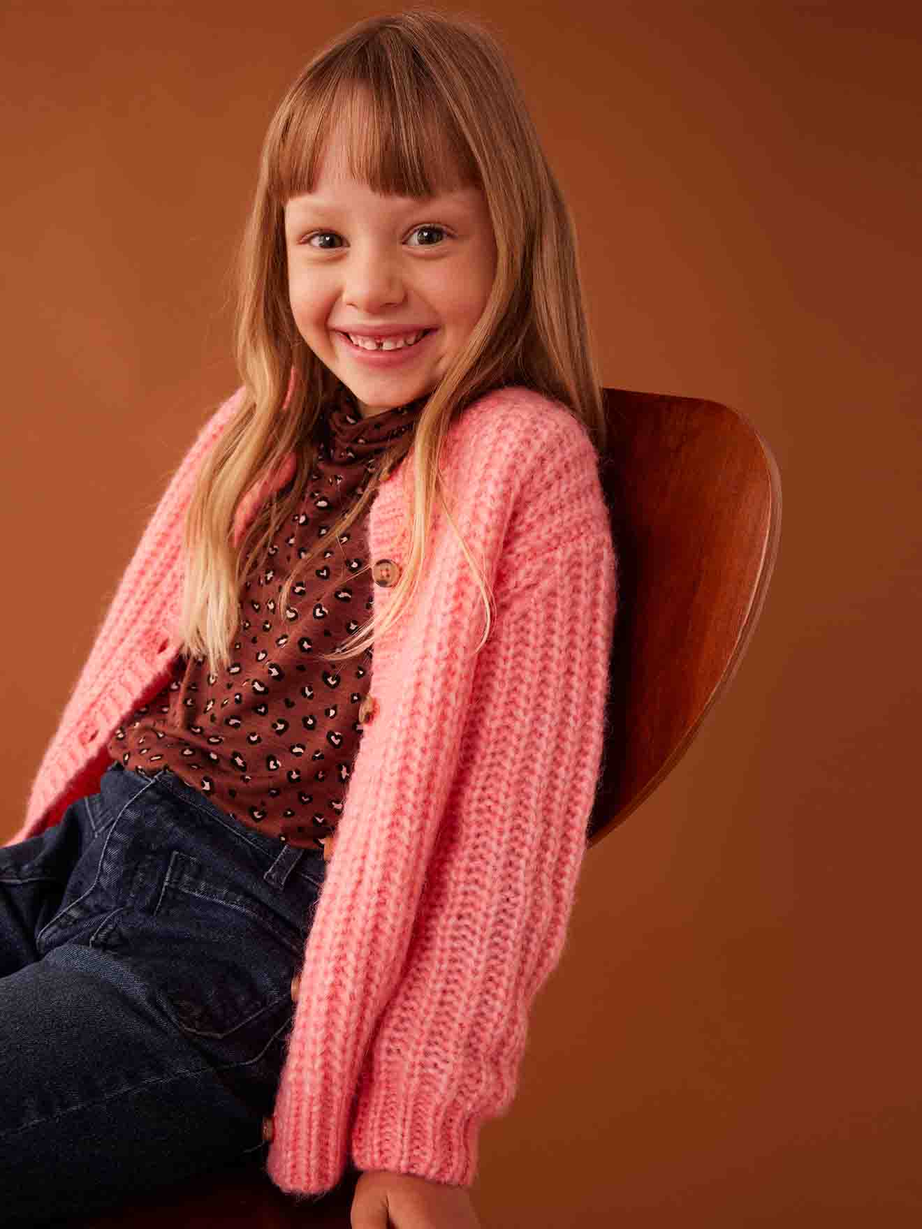 Vertbaudet Flauschige Mädchen Strickjacke Oeko-Tex - bonbon rosa