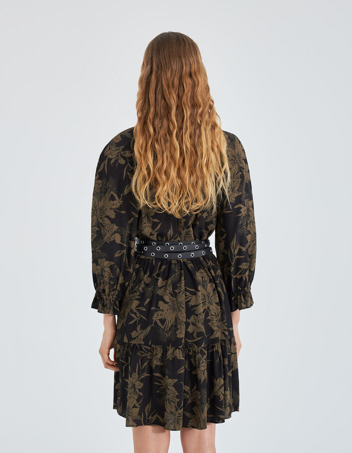 Robe noire imprimé fleurs de lys Femme