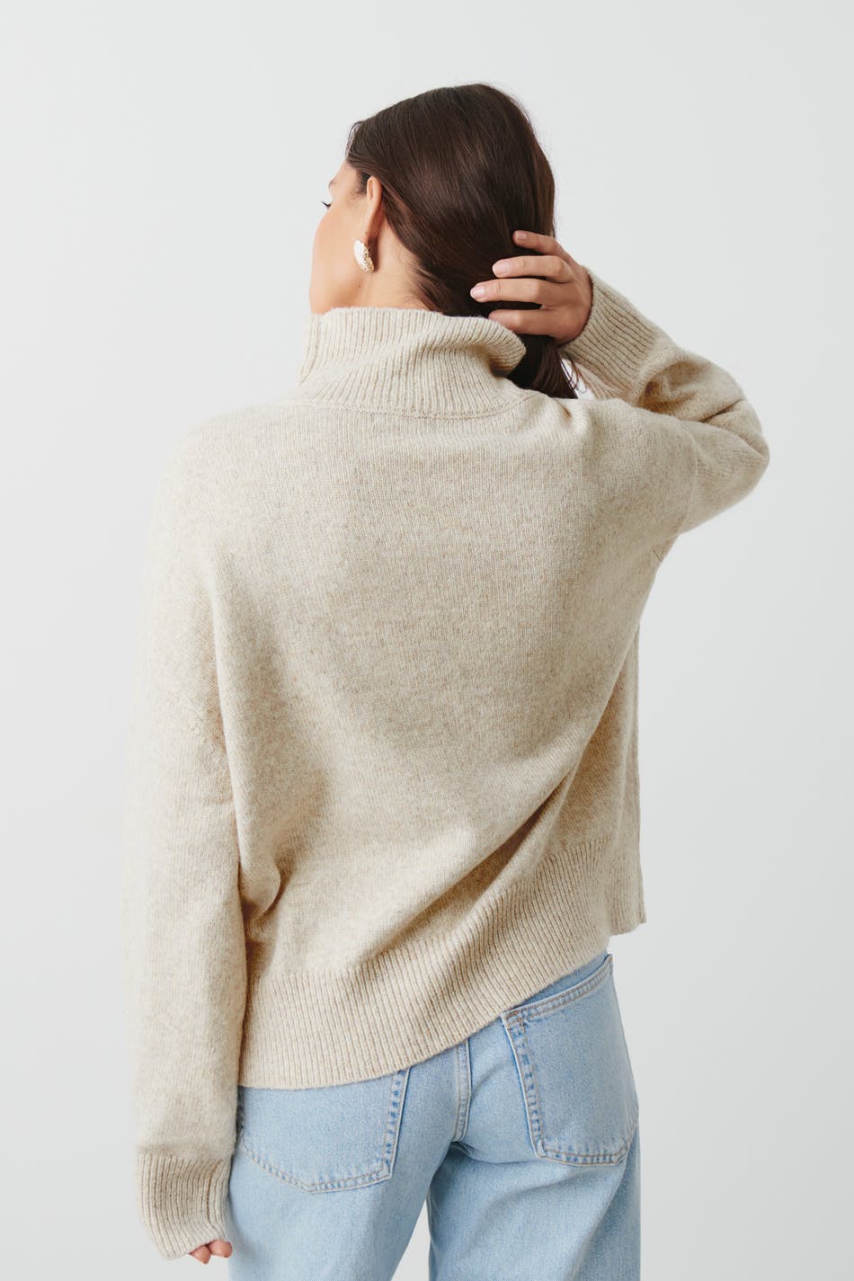 Funnel neck knit sweater