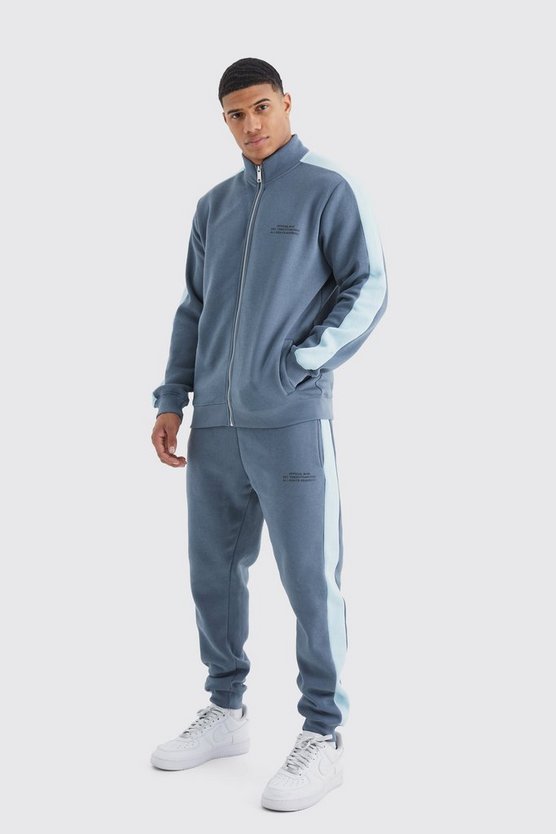 Slim-Fit Man Trainingsanzug mit Trichterkragen und Reißverschluss