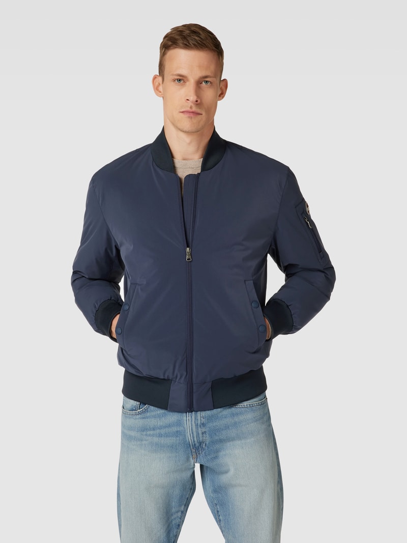 Bomberjacke mit Label-Patch in marineblau