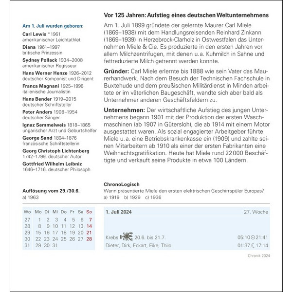 CHRONIK TAGESABREIßKALENDER 2024 - Kalender