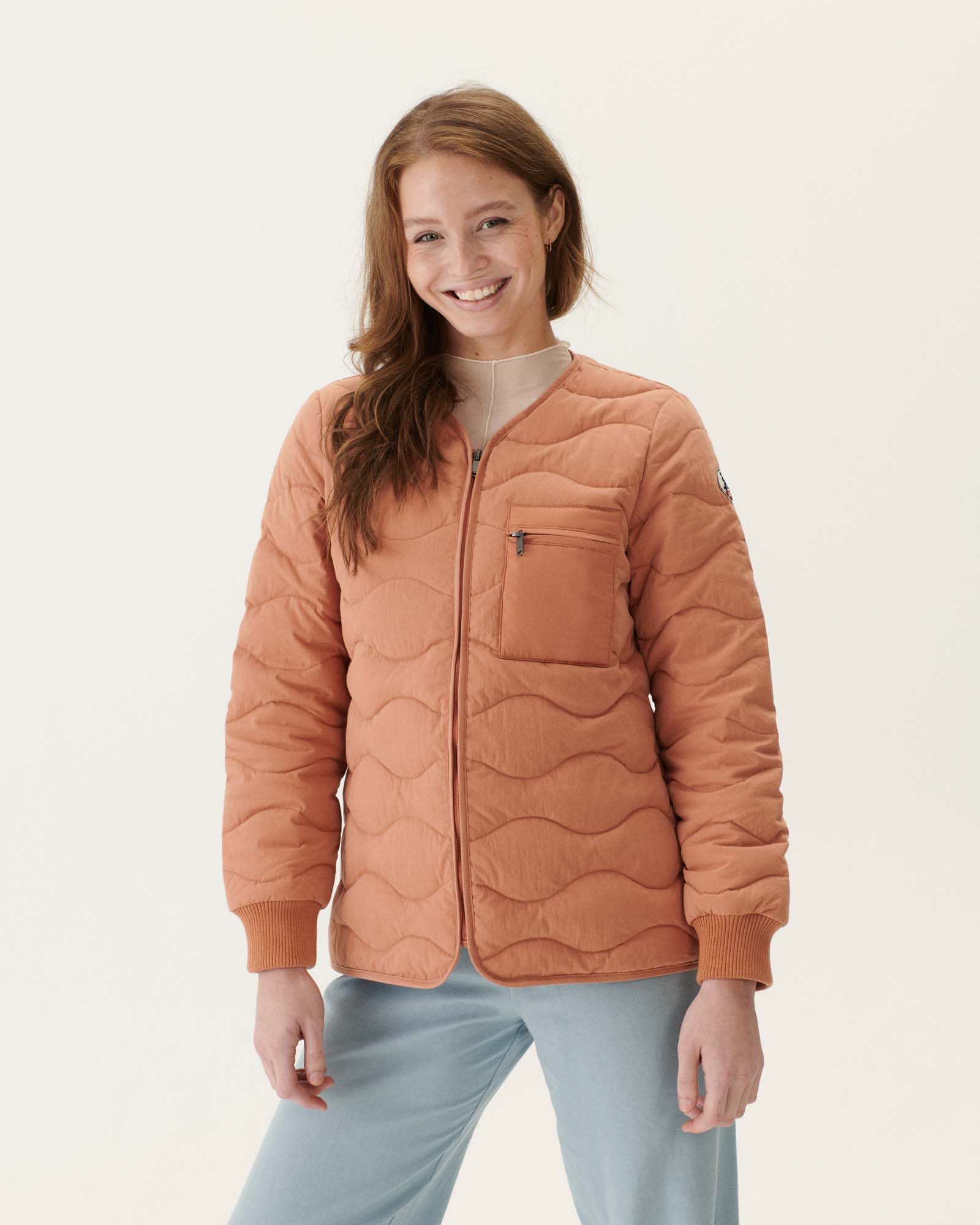 Veste zippée Col V Camel Alexia