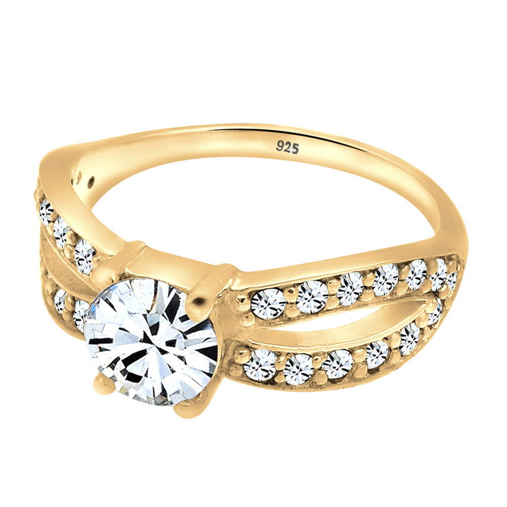 Elli Elli Bague Femmes Solitaire Glamoureux avec cristal en argent sterling 925 Bague