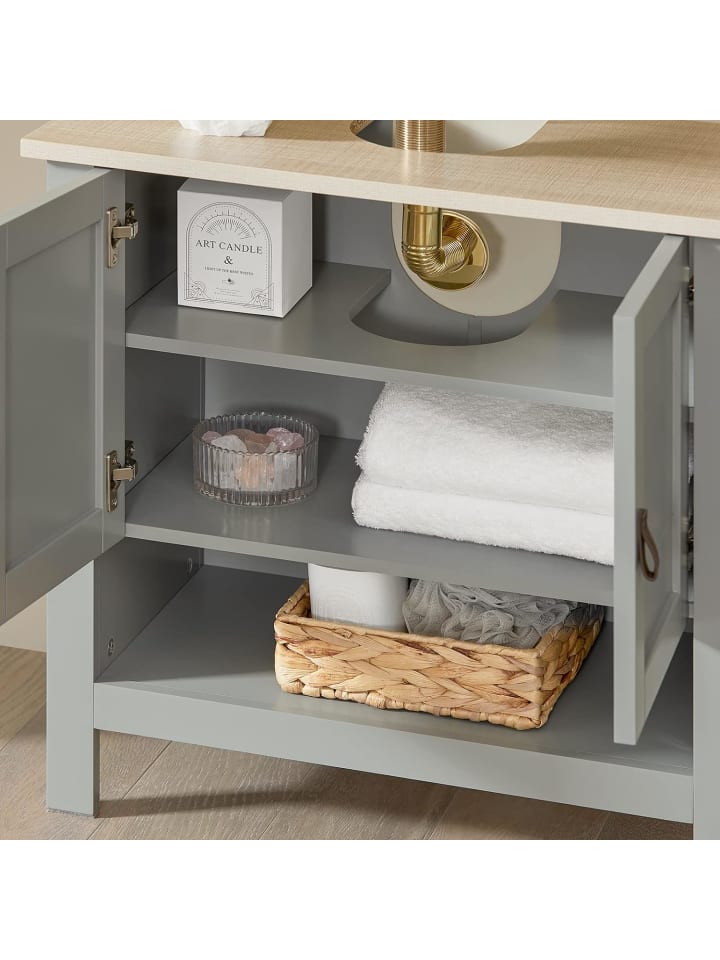 SoBuy Waschbeckenunterschrank in Hellgrau - (B)60 x (H)60 x (T)30cm günstig kaufen onesize