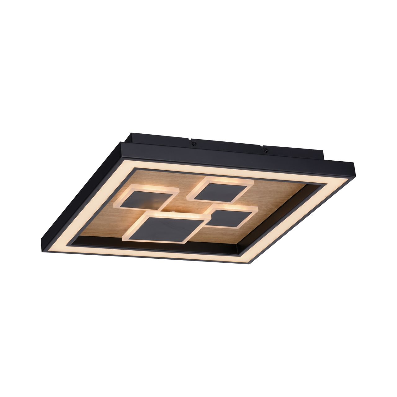 Paul Neuhaus LED Deckenleuchte ELIZA, Serienschalter, 3000 Kelvin, quatratisch, Holz-natur