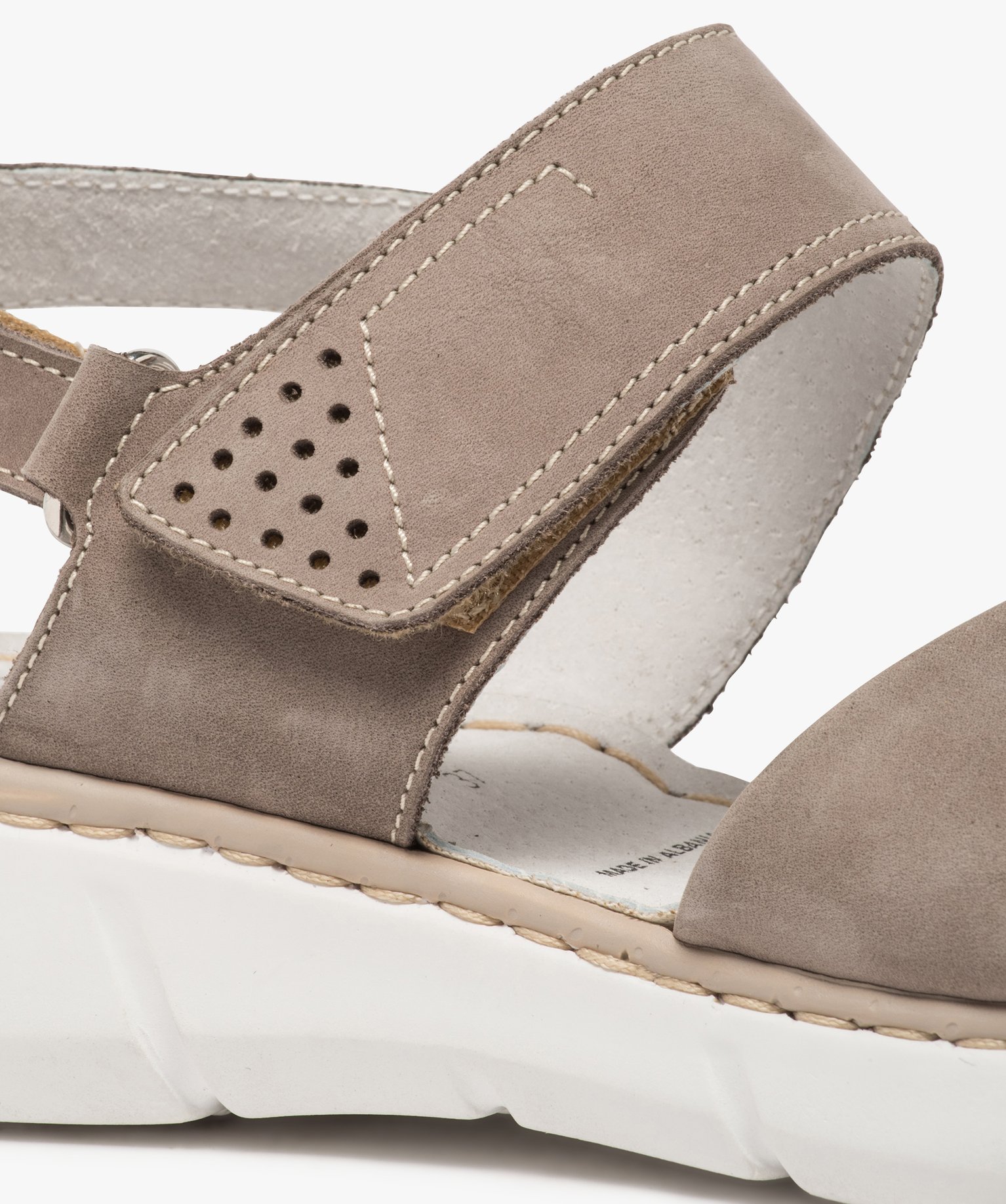 Sandales confort femme avec brides en cuir taupe | GEMO