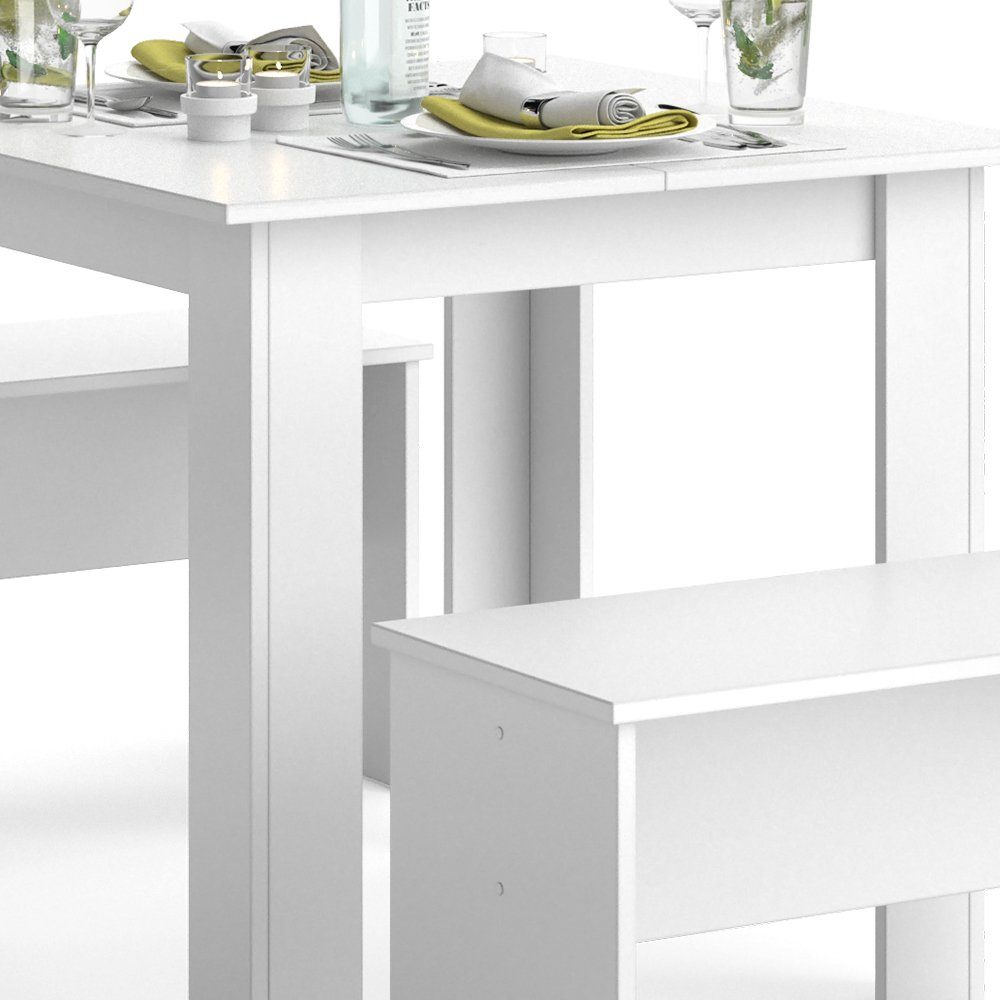 Vicco Essgruppe Tischgruppe Sitzgruppe SENTIO 80 cm Weiß, (Set, 3-tlg., 3-er Set), platzsparend