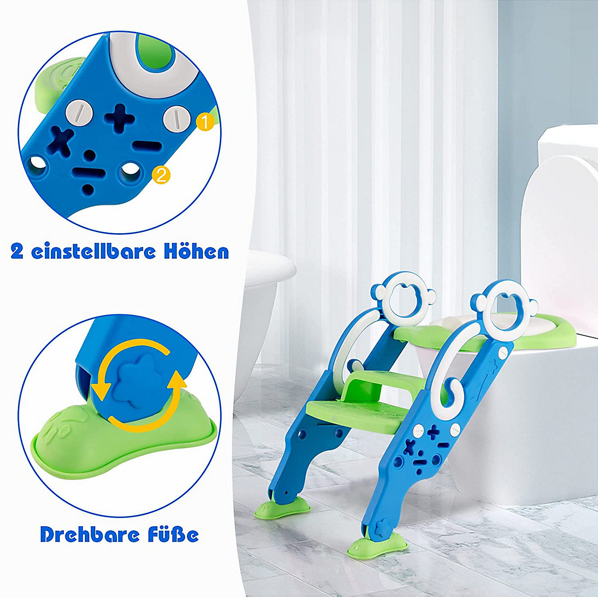 Toilettentrainer höhenverstellbar mit Leiter und Griffe