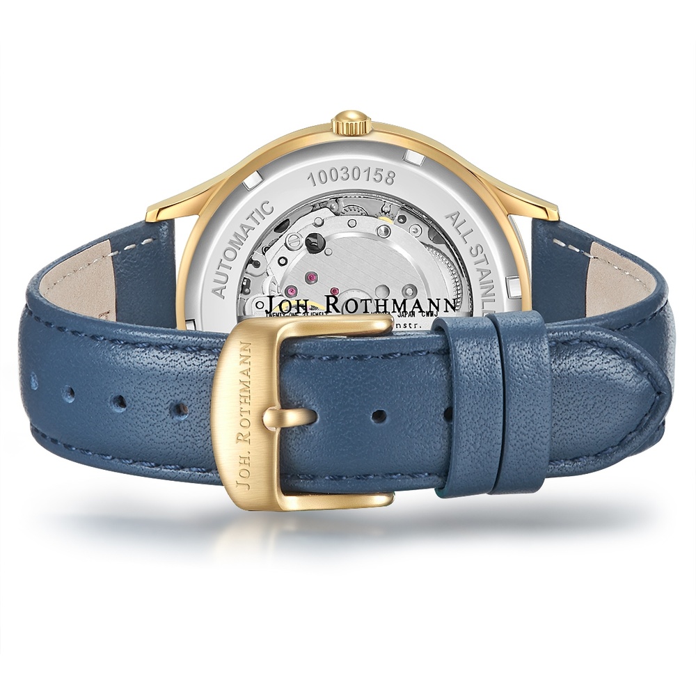 Joh. Rothmann Montre automatique Modern I. en Or jaune Cuir véritable en Bleu Montre