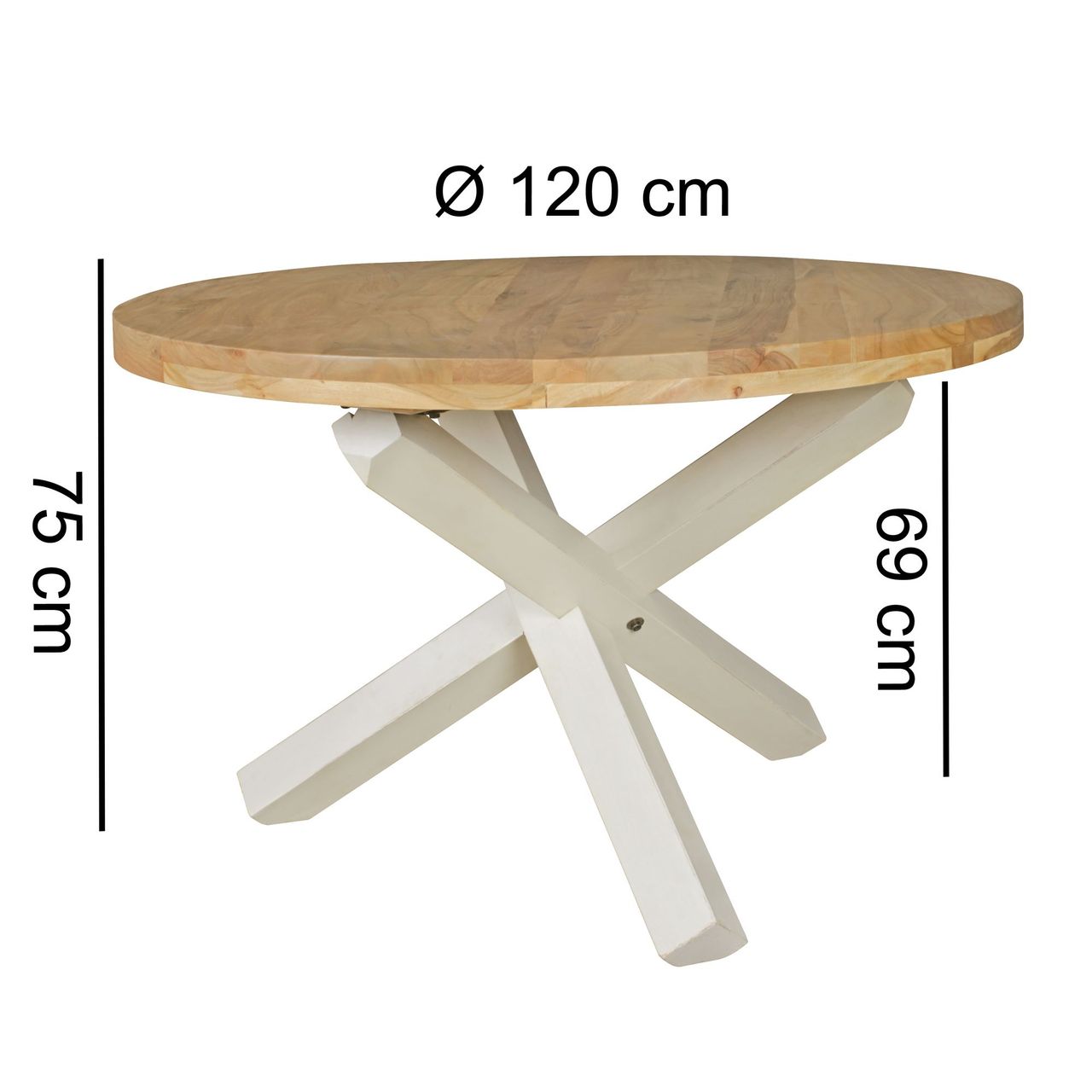 Wohnling Design Esszimmertisch rund Akazie Massivholz
