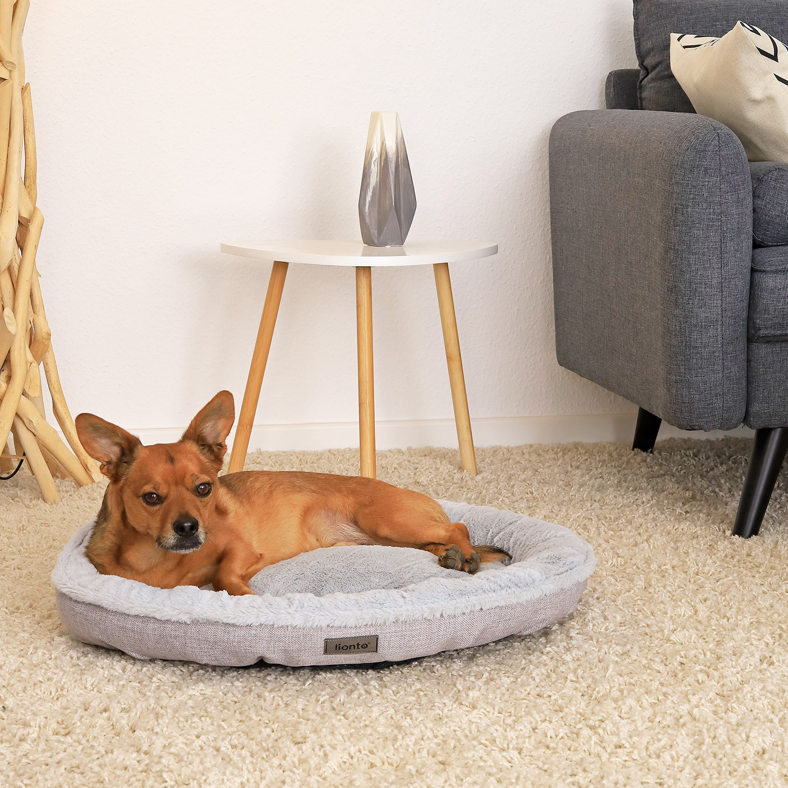 Lionto Hundebetten Lionto Rundes Hundebett grau M