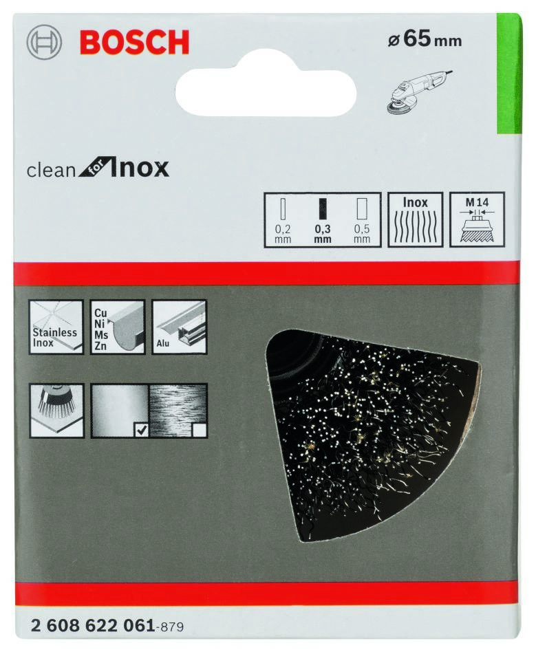 Bosch Blue Zubehör 2608622061 Akku-Bürste 65 mm geriffelter Edelstahl M14