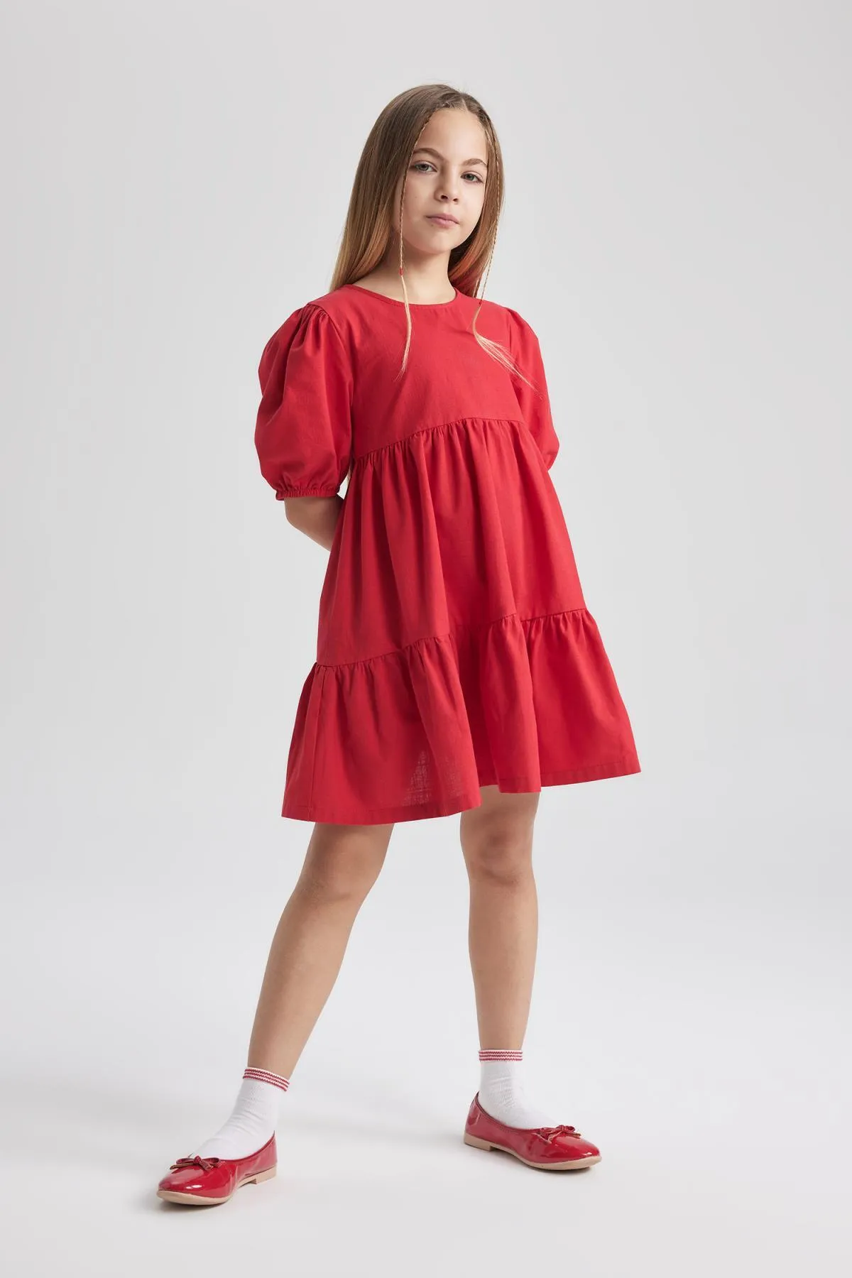 DeFacto  Kurzärmliges rotes Kleid für Mädchen B6927a824sm