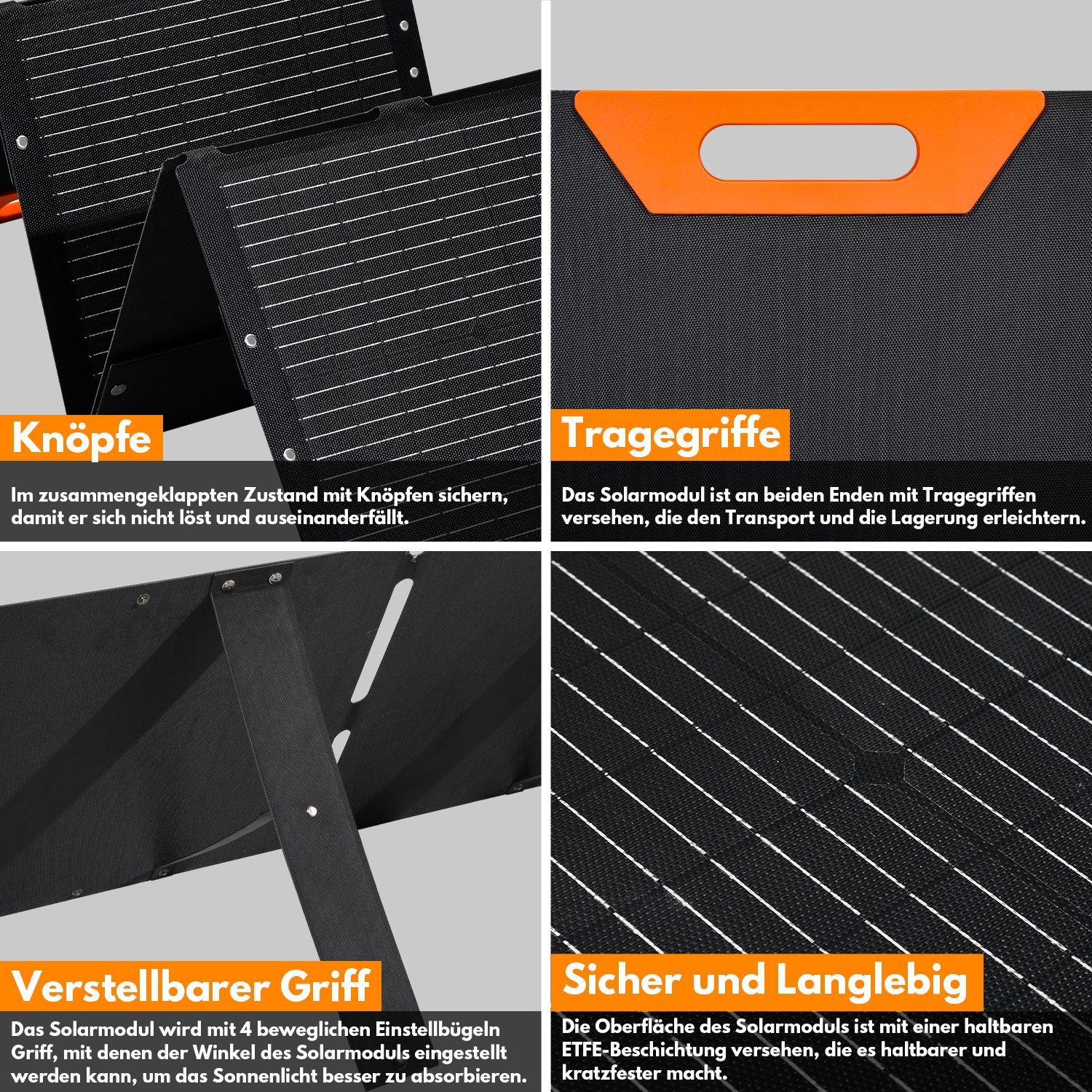 TolleTour Solarmodul Solarpanel Faltbar 120W für Powerstation Powerbank Solarladegerät, 120,00 W