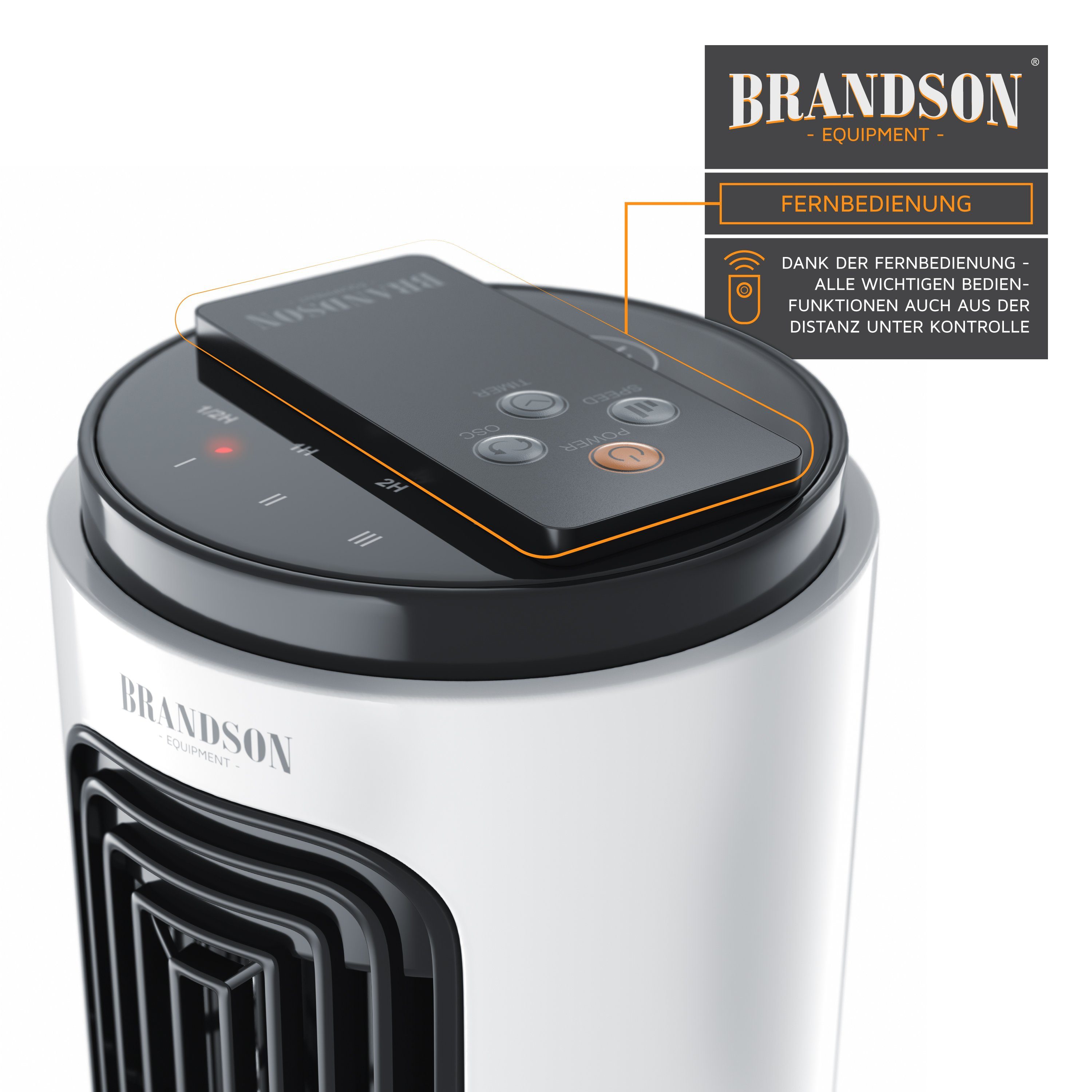 Brandson Turmventilator, Fernbedienung, Oszillation, Tischventilator 20W, kompakt, leise, Timer