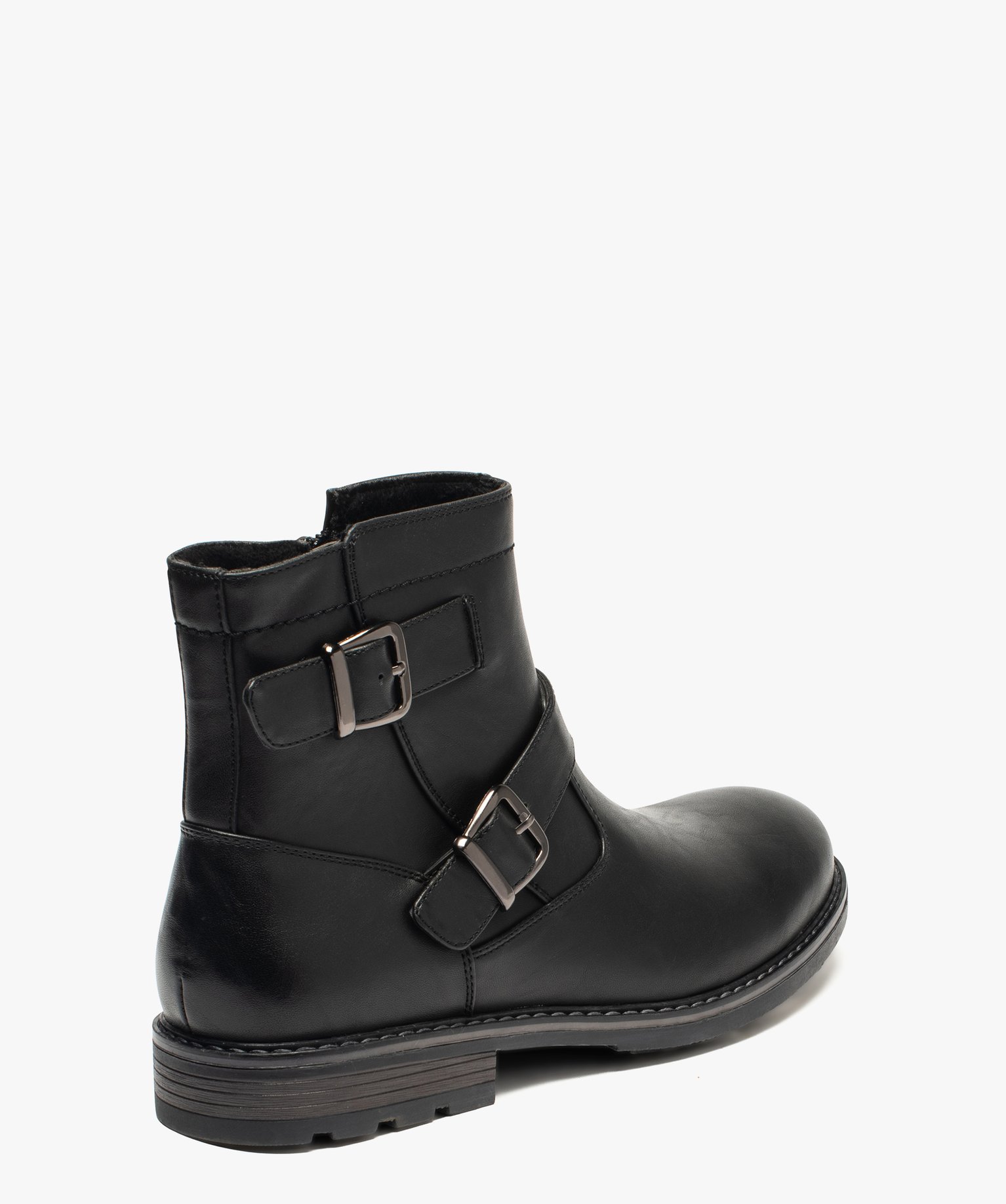 Boots homme à boucles décoratives et doublure chaude noir | GEMO