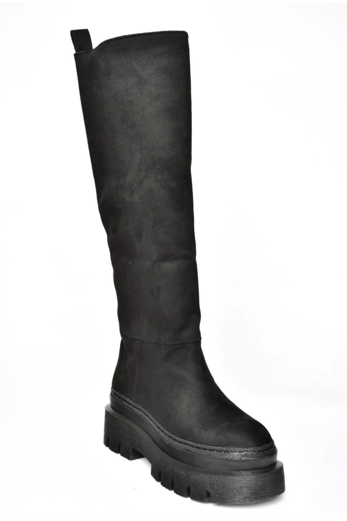 Fox Shoes  R726947002 Damenstiefel aus schwarzem Wildleder mit dicker Sohle