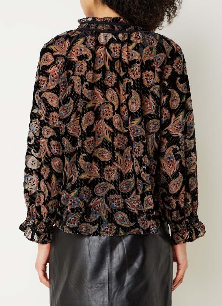 ba&sh Ruiz tunic with paisley pattern and bow collar