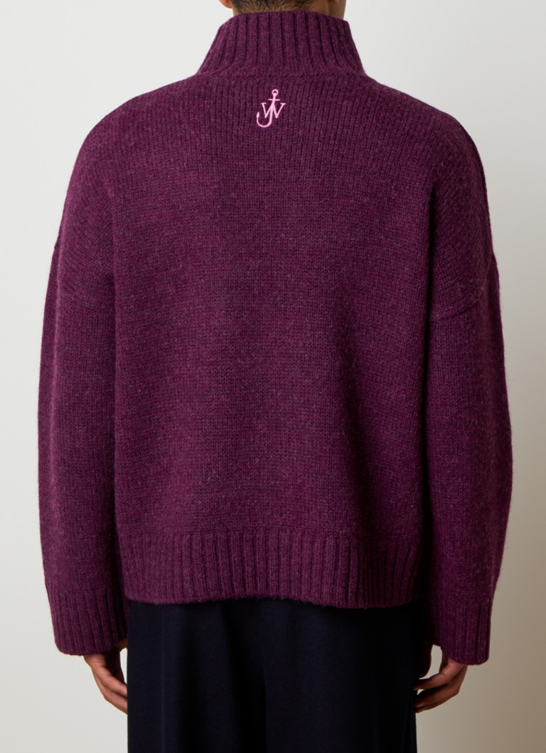 Pull à col roulé en grosse maille de laine d'alpaga mélangée JW Anderson avec poche poitrine