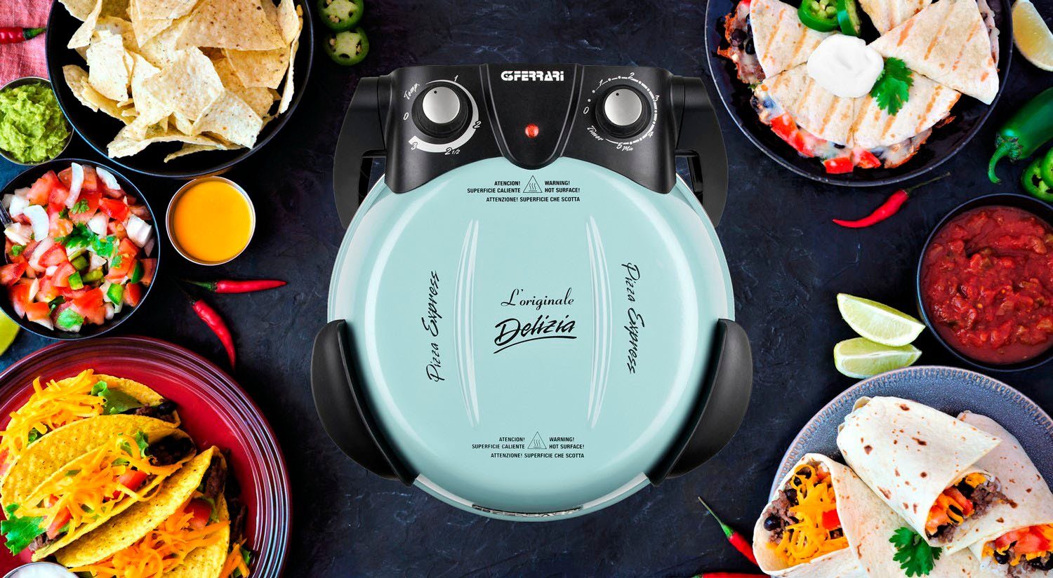 G3Ferrari Pizzaofen Delizia G1000613 Limited Edition, bis 400 Grad mit feuerfestem Naturstein