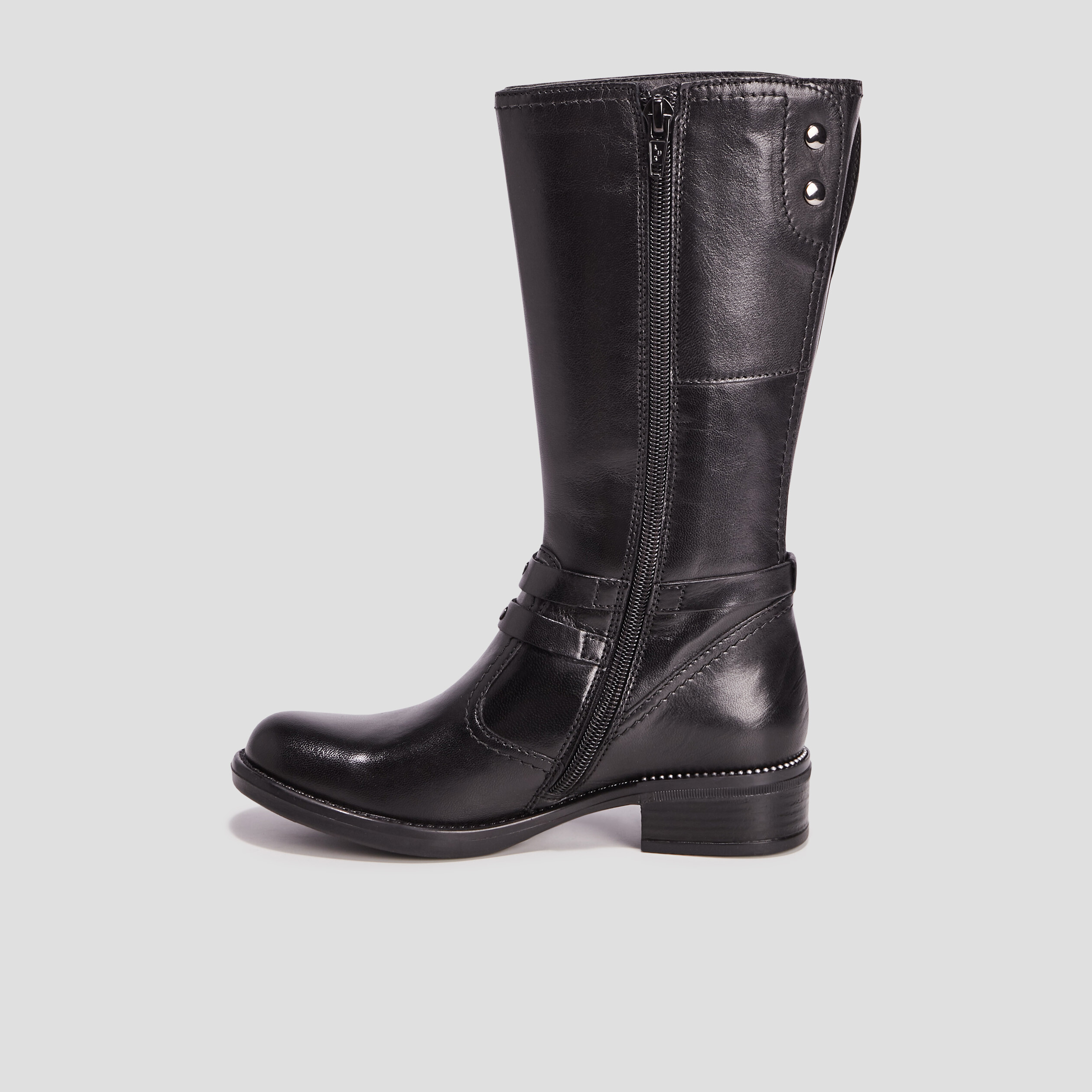 Bottes zippées en cuir noir fille | La Halle