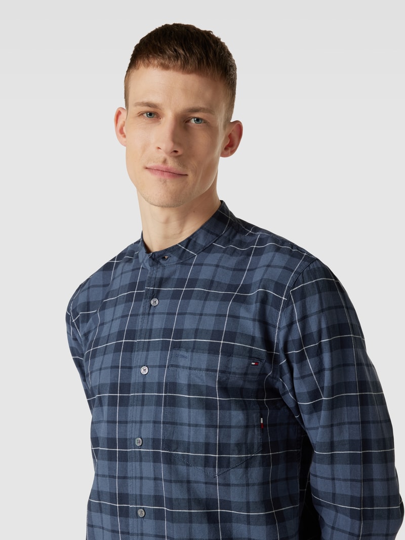 Regular Fit Freizeithemd mit Maokragen in ozean blau